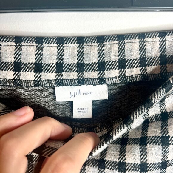 J. Jill Ponte Knit Gray Black Heather Plaid Stretch Pencil Skirt Academia Sz XL - Picture 2 of 4